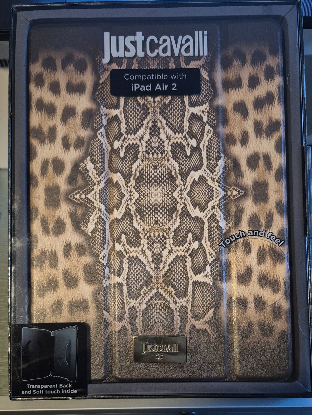 Just Cavalli Leopard and Snake Print iPad Air 2 Case - Tan Brown